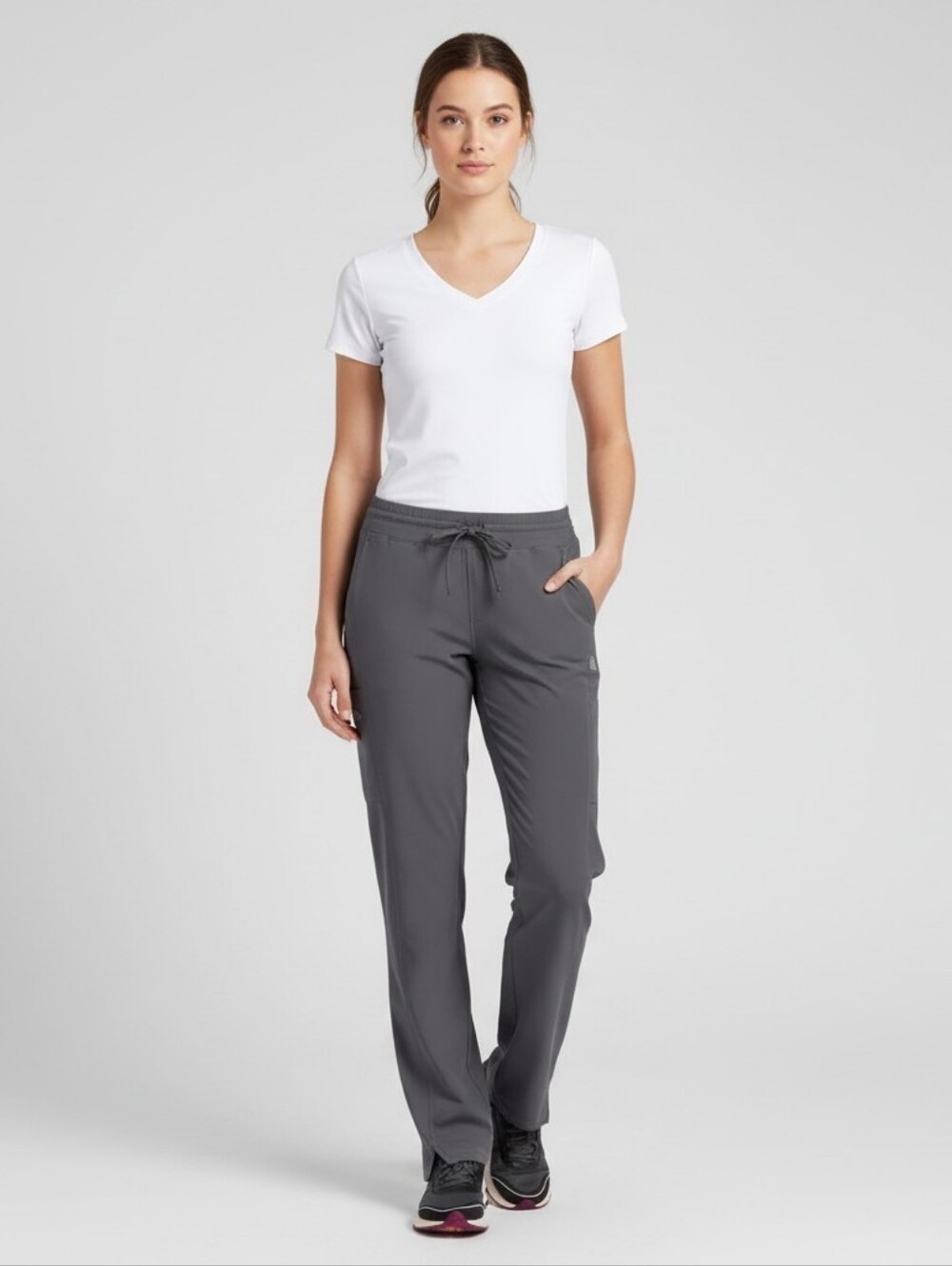 Dickies Pewter Dynamix Women's Mid Rise Straight Leg Drawstring Pants, EUC, XL P